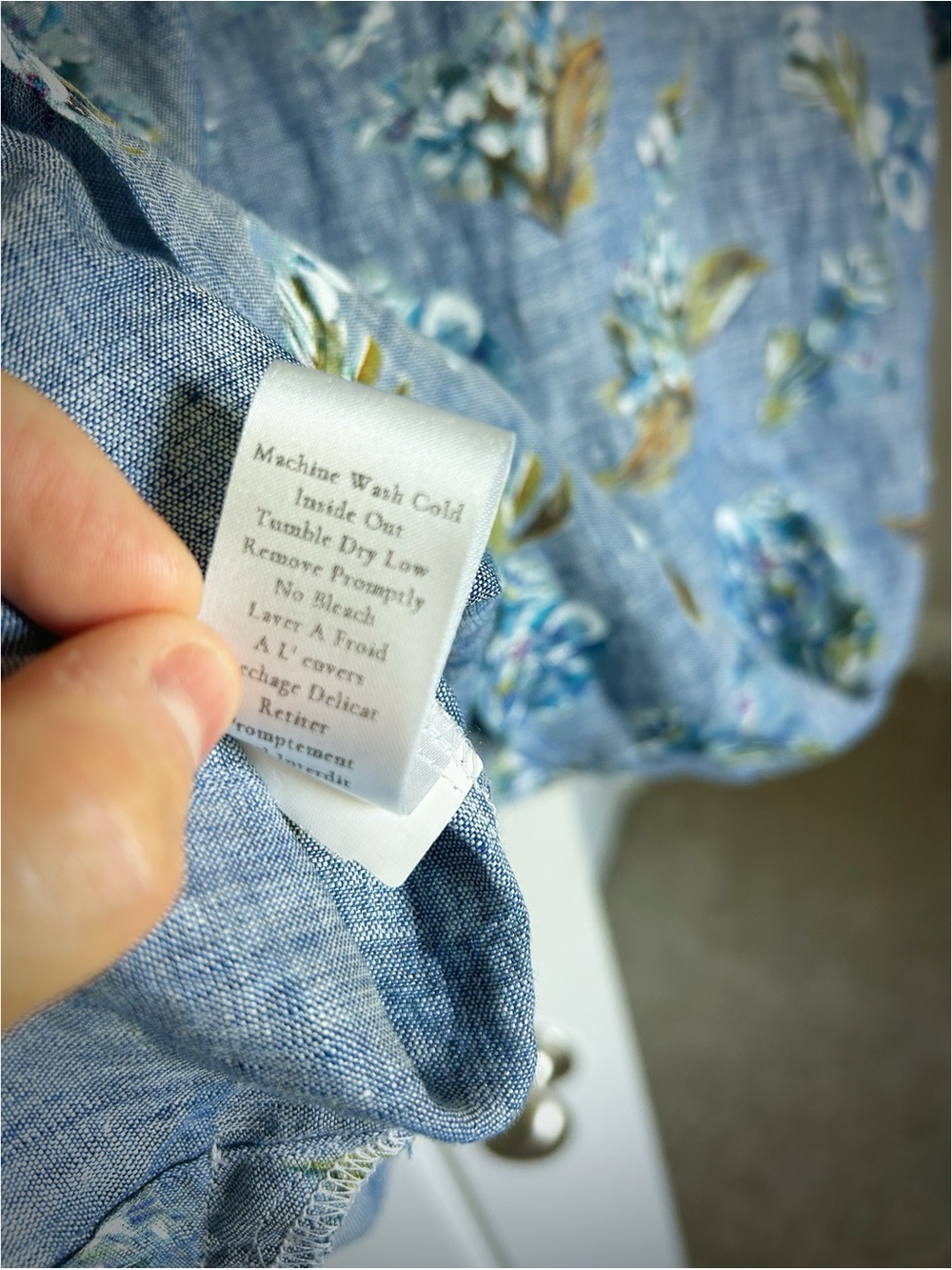 Frank & Eileen Linen Floral Boxy Button Down Blouse Top Size S - Picture 10 of 12
